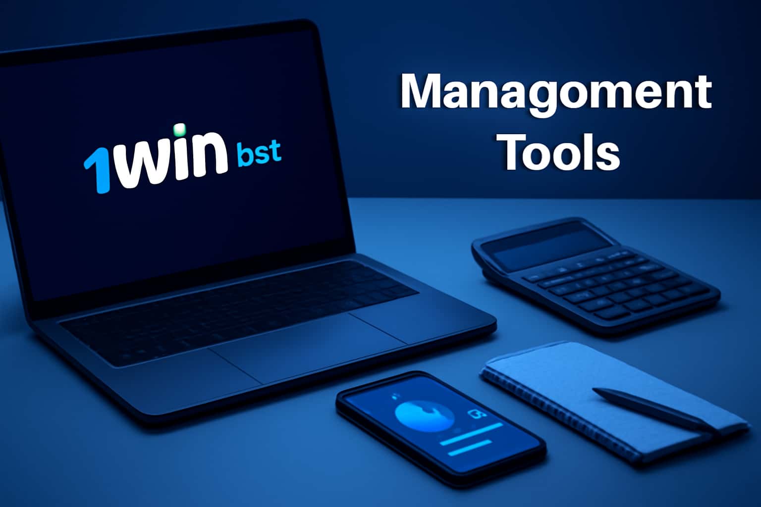An informative scene illustrating the features of 1Win bet Management Tools.
