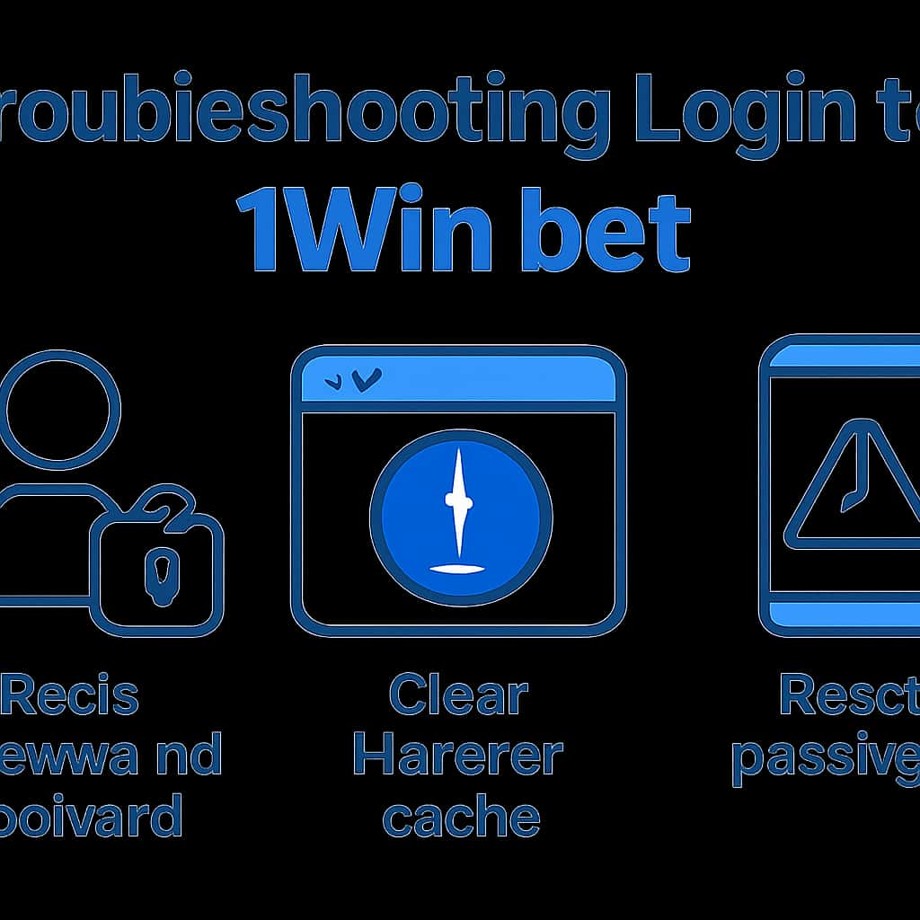 An educational diagram detailing the login troubleshooting process for 1Win bet.